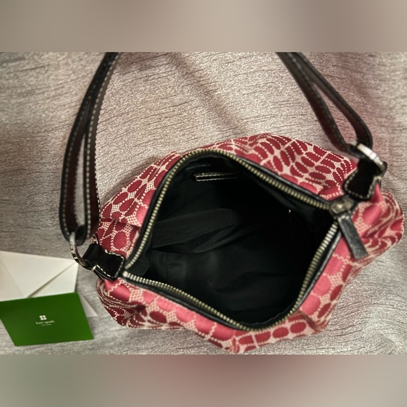 Kate Spade Vintage NWOT Pink Jacquard Noel & Black Leather Shoulder bag. Dustbag - Picture 10 of 12